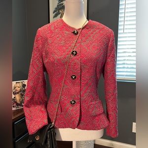 Vintage Accord tweed jacket with rhinestone buttons. Lined with faux pockets